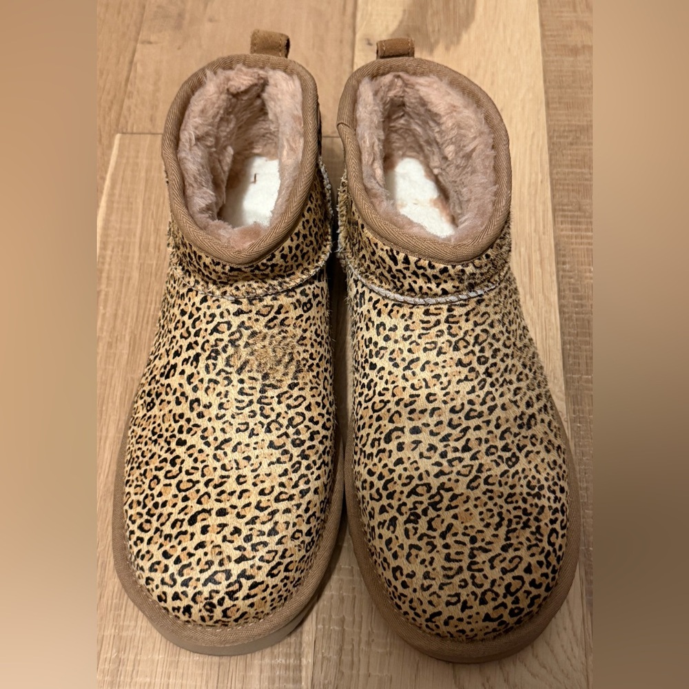 UGG Chestnut Leopard Print Shearling Ankle Boots